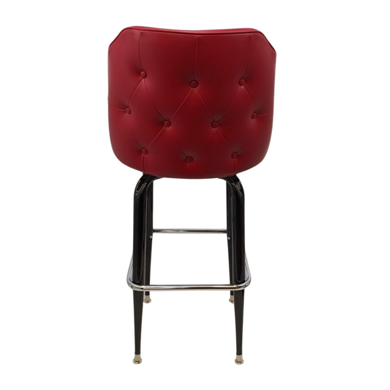 Tufted Button Upholstered Bucket Swivel Bar Stool, Dark Cherry