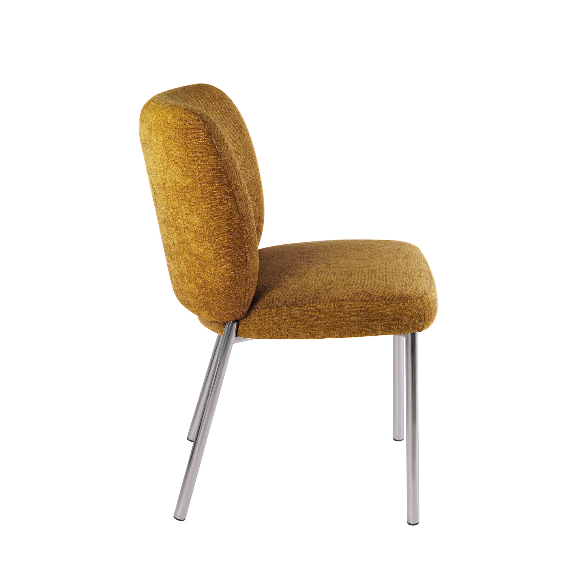 Evaya Upholstered Stainless Steel Base Dining Chair, Yellow