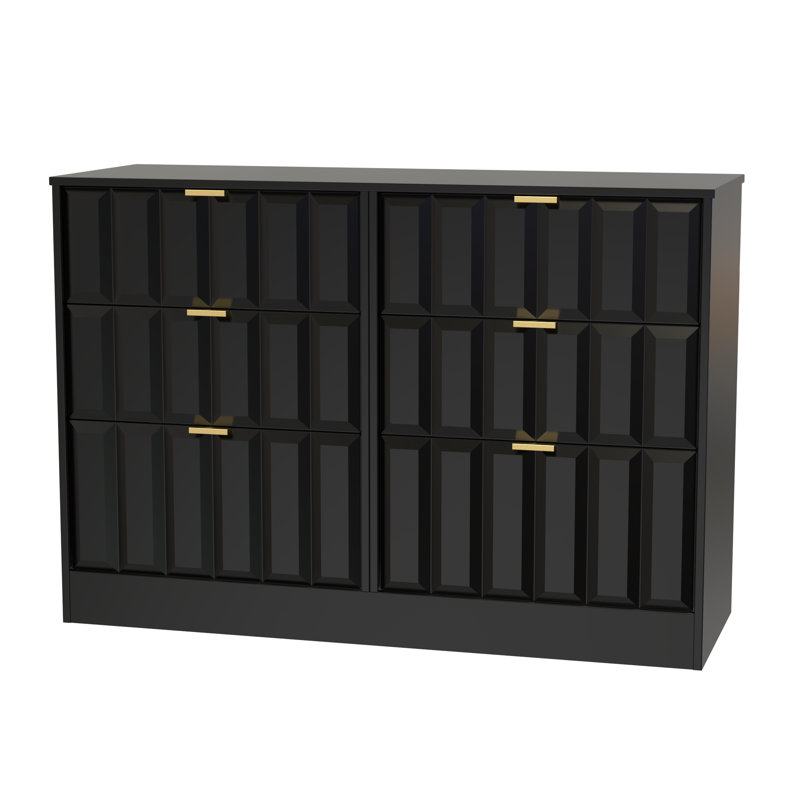 Besian 115cm W 6 - Drawer Chest of Drawers, Deep Black/Black Matt