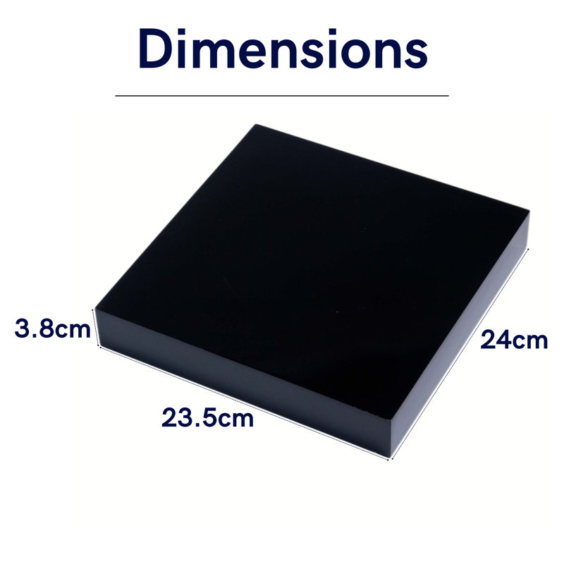 Hudson Floating Wall Shelf Kit, Chunky 3.8cm, Gloss Black, Small (24cm)