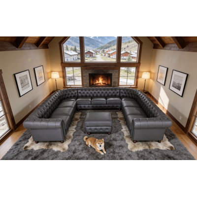 Canapé modulaire en cuir Chesterfield