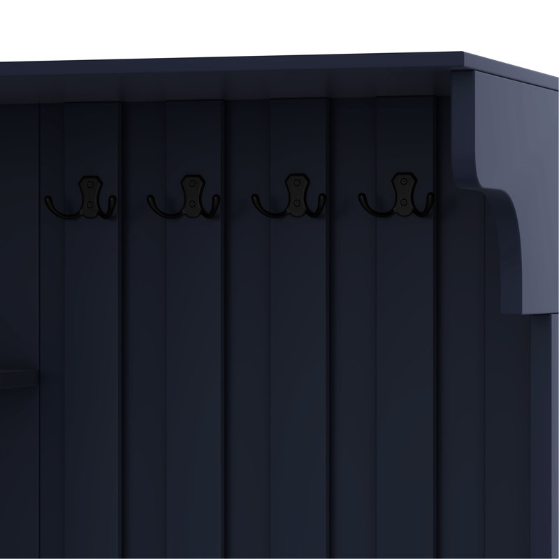 Armoire de vestibule multifonctionnelle gauche / droite en bleu antique, avec rangement et un arbre, Bleu