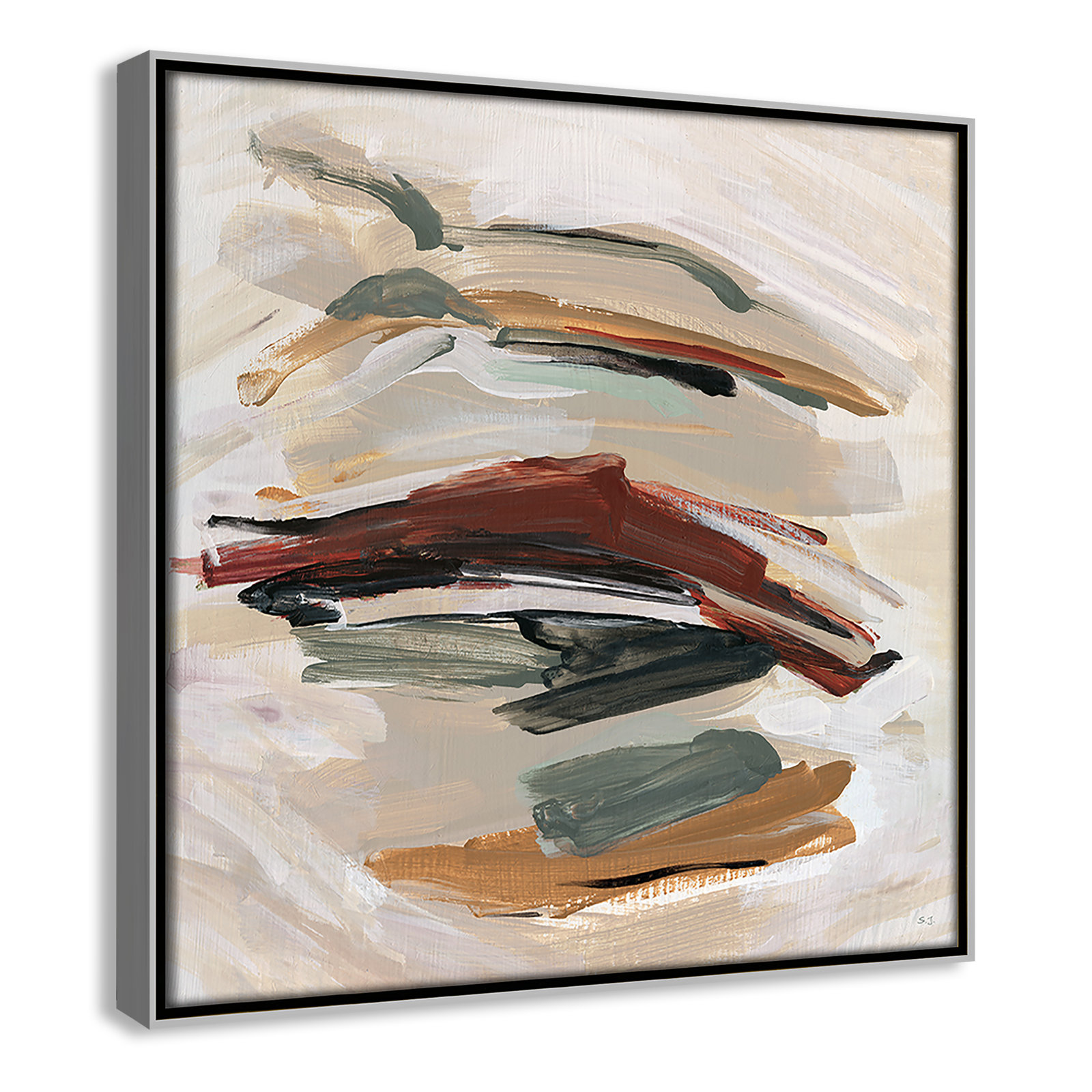 Carmina "Spring Shadows" Painting by Susan Jill, 13.5" H x 13.5" W, Silver 