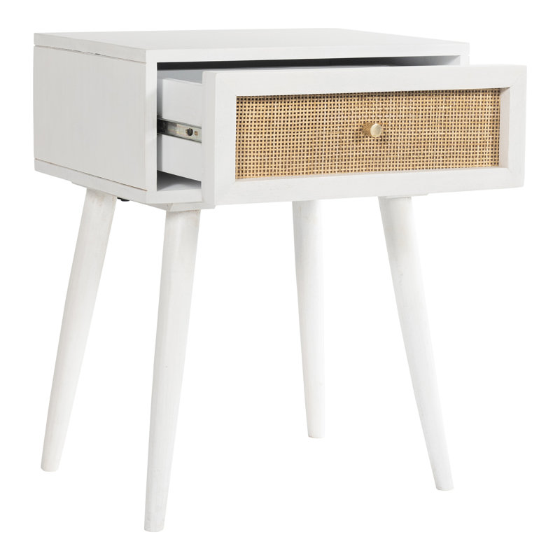 Table de bout en bois massif avec rangement Nico, Blanc