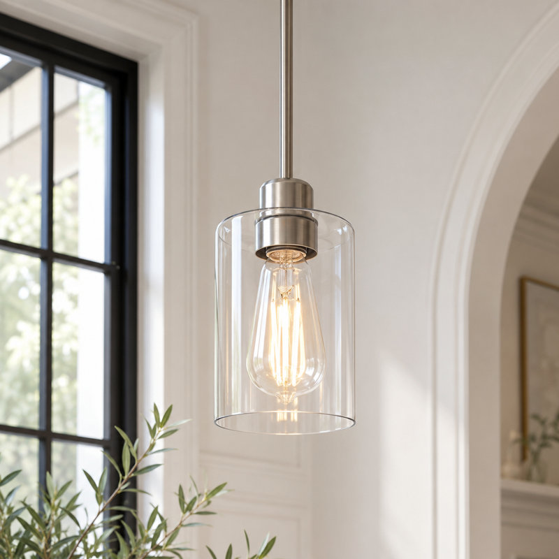 Single Pendant with Cylinder Glass Shade