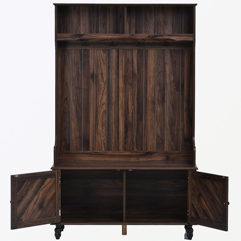 Esteffany Hall Tree 40.14'' Wide with Bench, Tiger