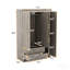 Armoire 3 portes avec 2 tiroirs, effet grain de bois gris
