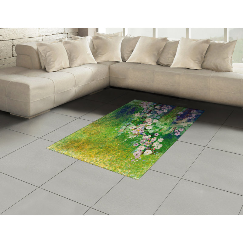Japanese High Density Long Fiber Poly Threads Decorative Area Rug Carpet, Rectangle 4' x 5'8"