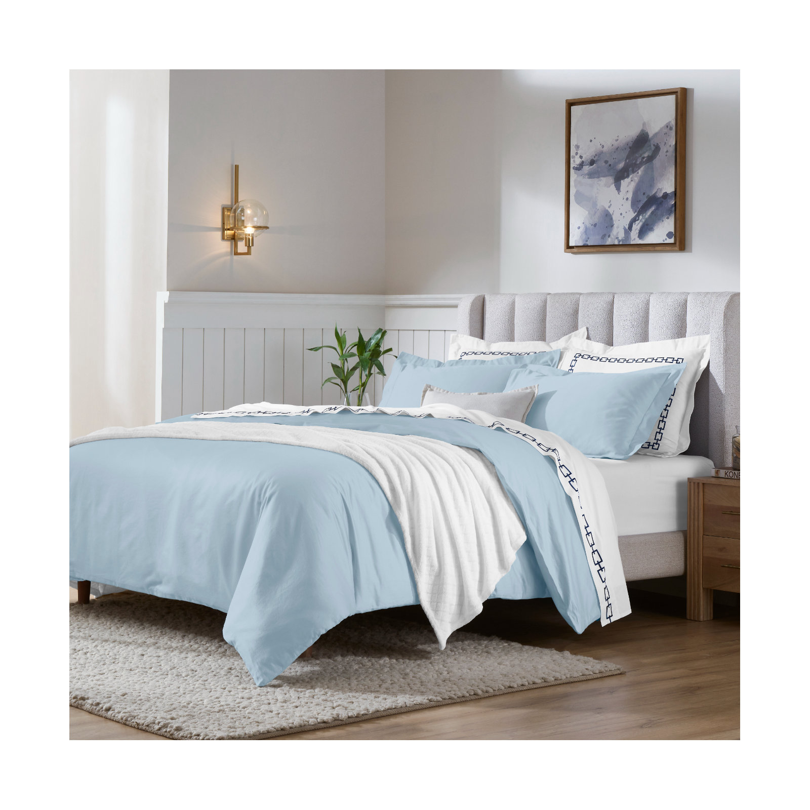 Duvet Cover Set, Baby Blue, King/California King Duvet Cover + 2 King Shams