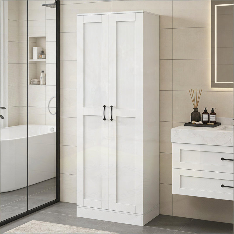 Armoire de rangement autoportante, armoire de cuisine, armoire de rangement de salle de bain, Blanc