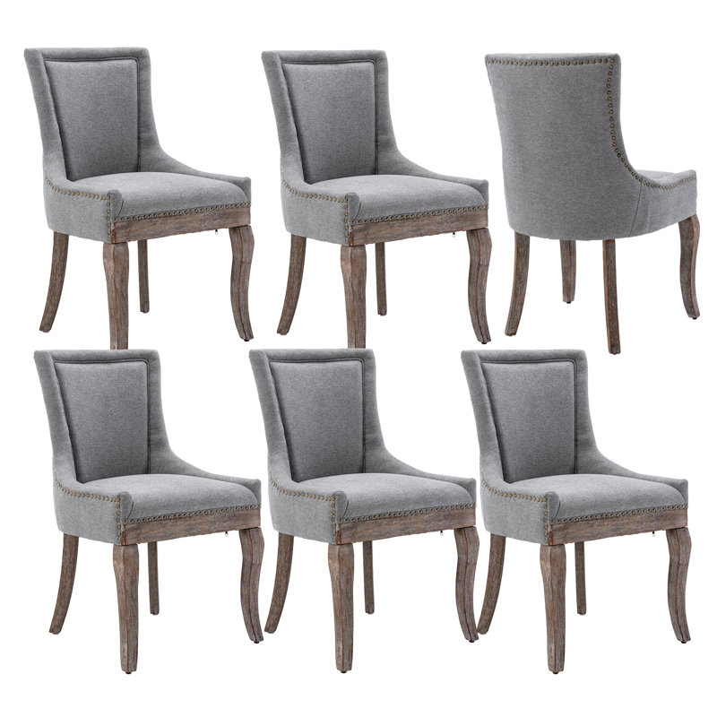 Oxford Plush Comfort Upholstered Dining Chairs, Grey, 6