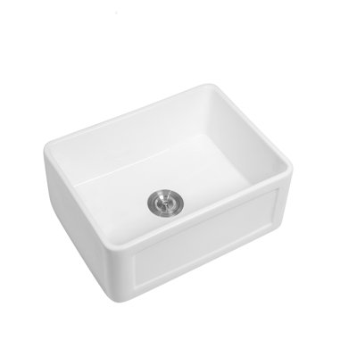 Small Farmhouse Sink - 24 X 18 X 10 Inch Kitchen Sink White Apron-Front Ceramic Single Bowl Small Reversible Farm Sink Laundry Room Sink