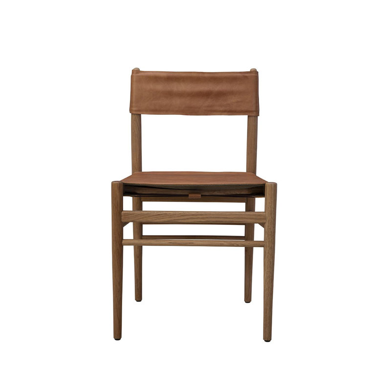  Chaise en bois et cuir Prescott, Brun