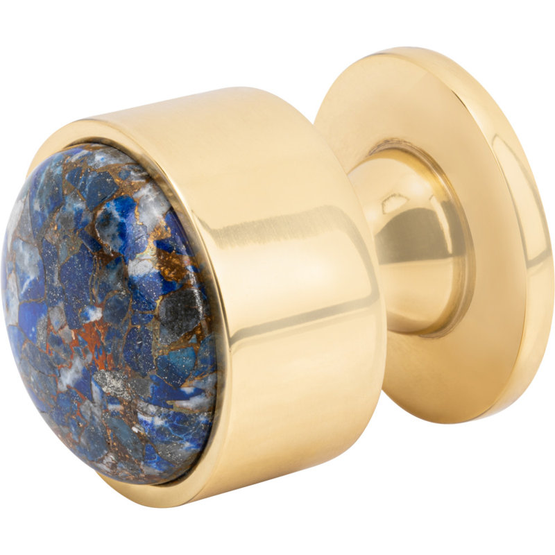 Firesky Diameter Knob, Polished Brass, Mohave Lapis, 1 1/8"