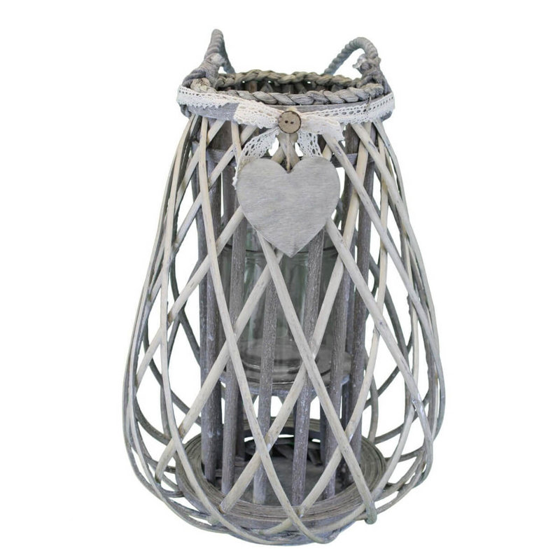 Glass Tabletop Lantern, Grey