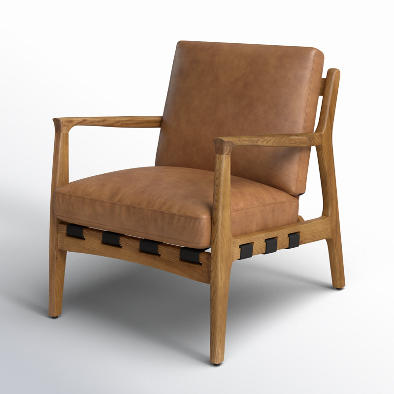 Silas Armchair, Brown, Brown Genuine Leather