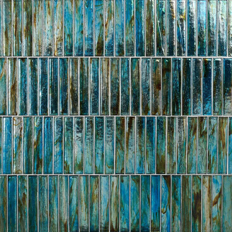 Komorebi 2x12 Brick Polished Glass Subway Tile, Juneau Spring
