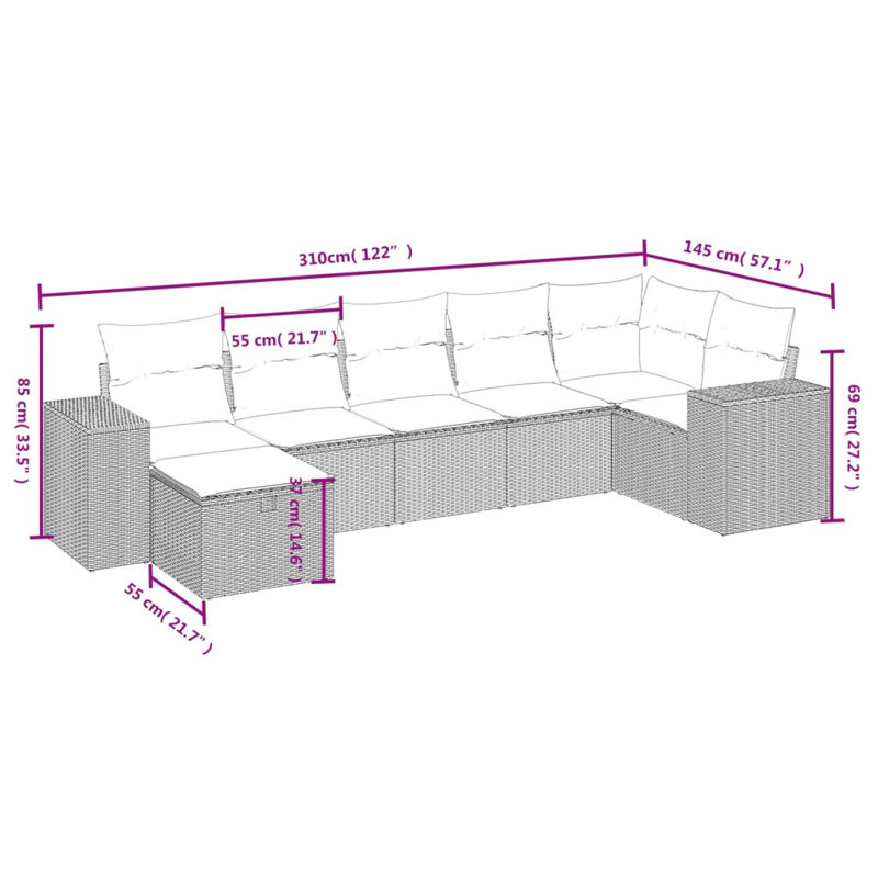 Ensemble de canapé de jardin Vidaxl