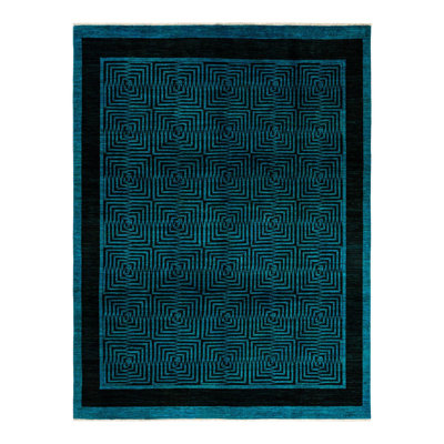 Tapis unique bleu 7 pi 10 po x 10 pi 1 po Yena