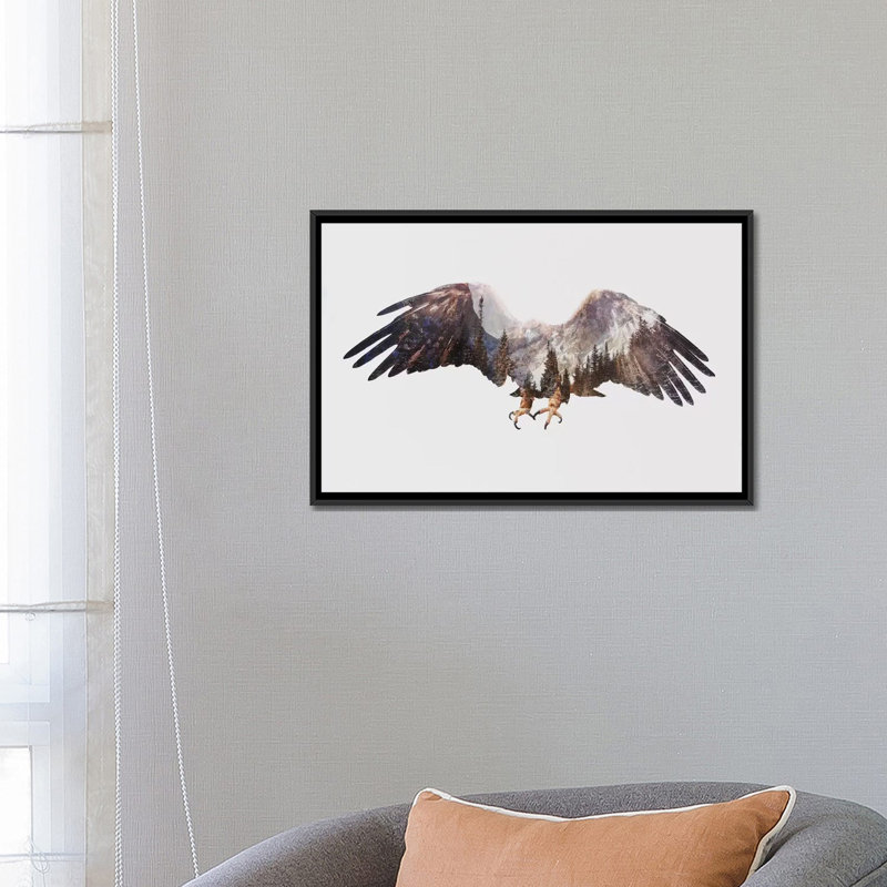 " Arctic Eagle " by Andreas Lie, 18" H x 26" W x 1.5" D, Black Framed Canvas, No Mat