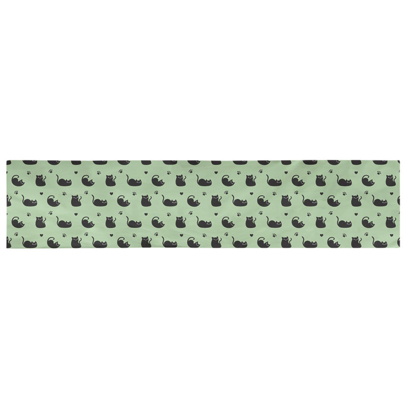 Chemin de table géométrique avicia, 91,5 po x 17,5 po, Vert, Coton