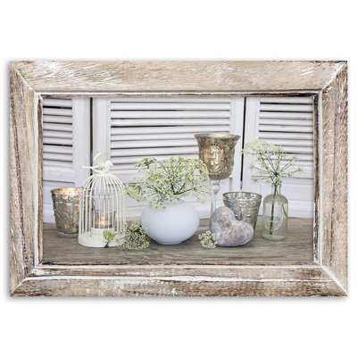 Shabby Elegance Still Life - No Frame Print on Canvas