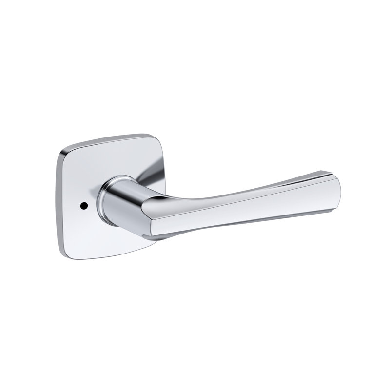 Wyndcliff Privacy Lever with Soft Square Rose in Venetian Bronze, Polished Chrome