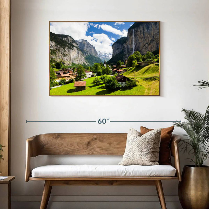 Scenic Lauterbrunnen, Floating Frame Gold, 43" X 29"