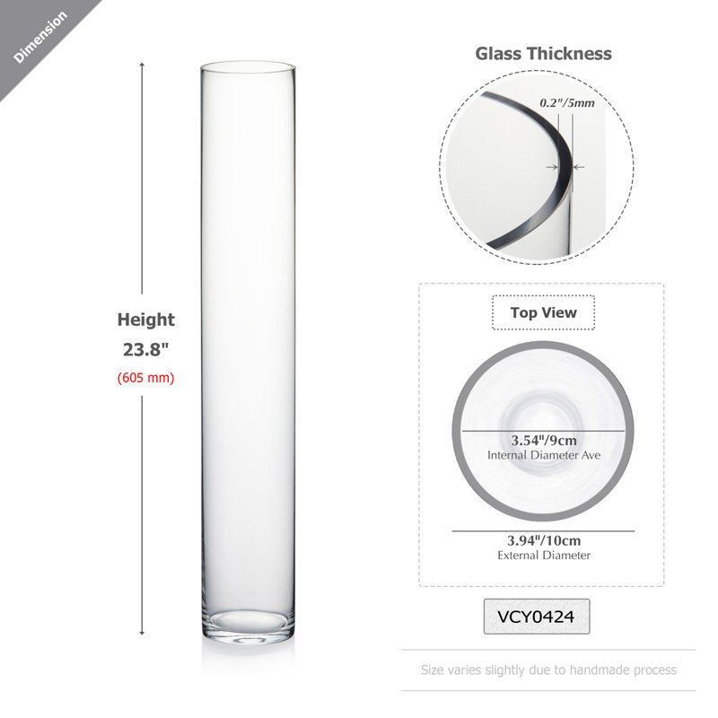 Vase en verre intérieur / extérieur Broadalbin, H 24 po x l 4 po x P 4 po