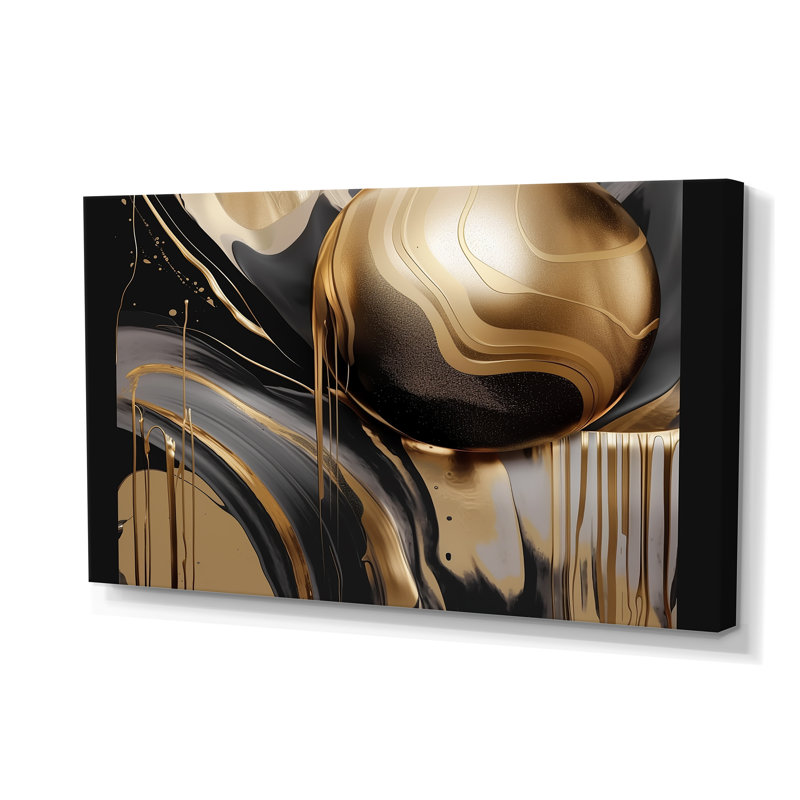 Marbre captivant doré et noir IV - marbre abstrait