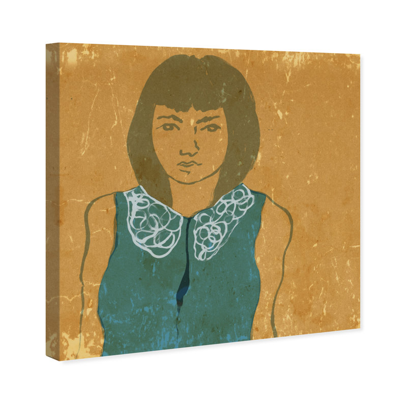 " Lady In Teal " Painting Print, Wrapped Canvas, 12" H x 12" W