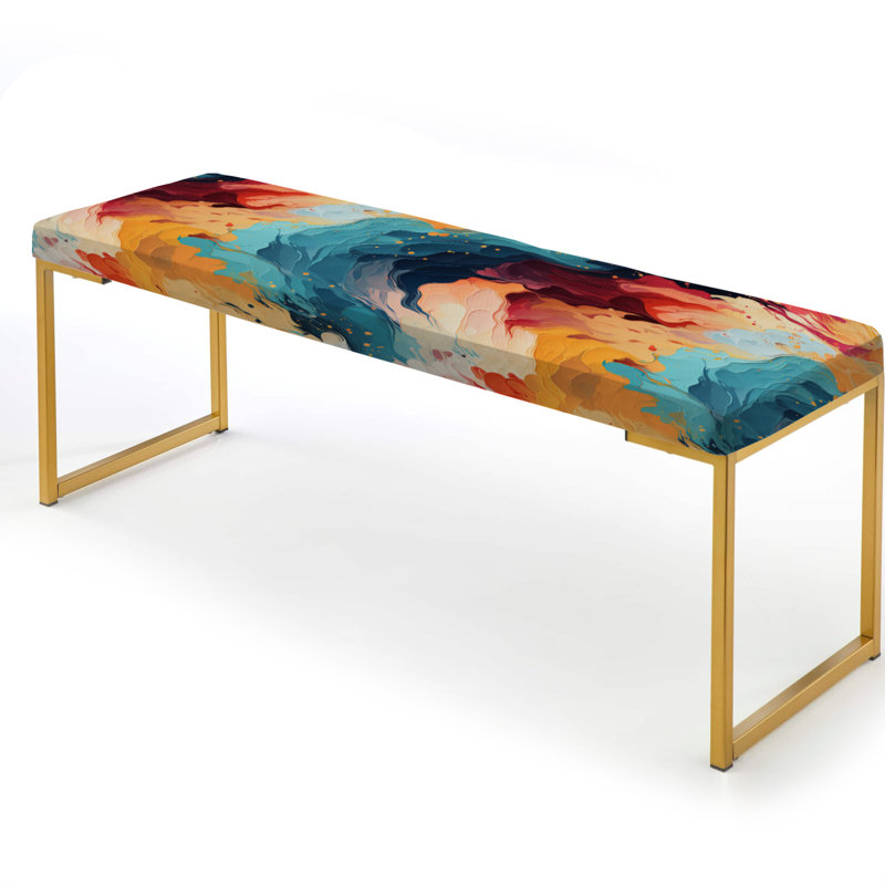 Artistique aux couleurs pastel, expression abstraite - banc rembourré doré