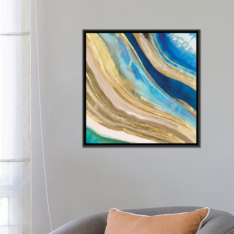 «Agate II», reproduction sur toile, H 18 po x l 18 po x P 1,5 po, Toile avec cadre noir, Pas de tapis