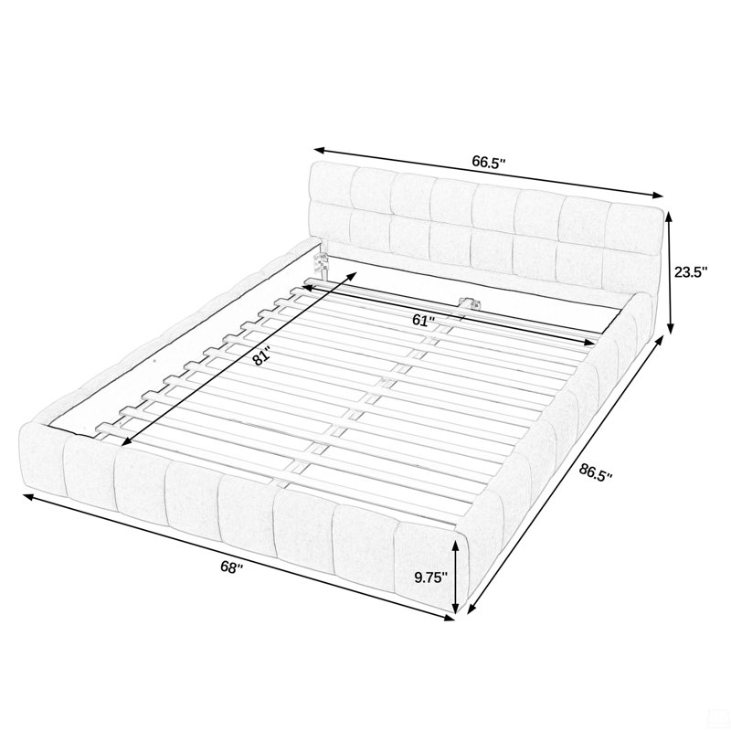 Base de lit tapissier grand format, lit plateforme grand format en chenille. Aucun sommier tapissier requis, Rose