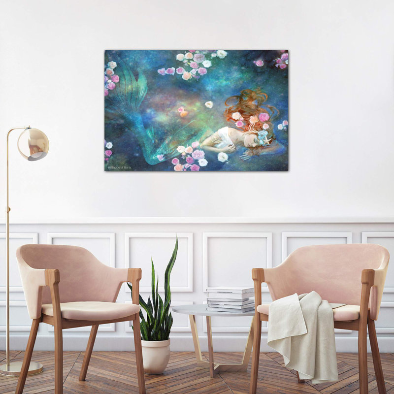 Sleeping Beauty Mermaid by Bluebird Barn - Print on Canvas, No Frame, 101.6 cm H x 66.04 cm W x 1.91 cm D