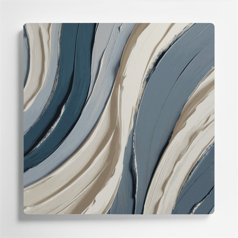 Art mural en métal gris ivoire DiagonalStripes, H 12 po x l 12 po