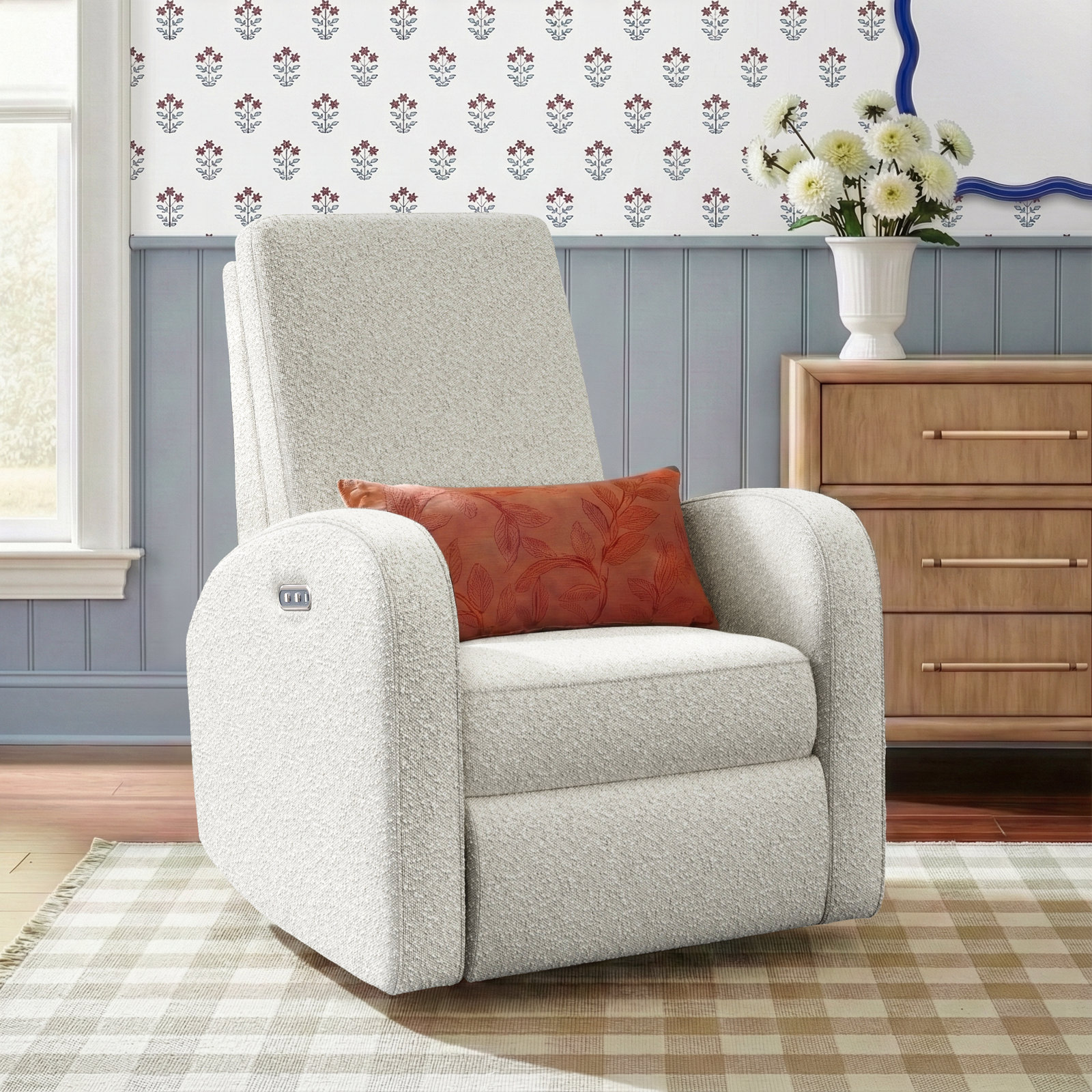 Santa Monica Swivel Glider, Ivory Boucle