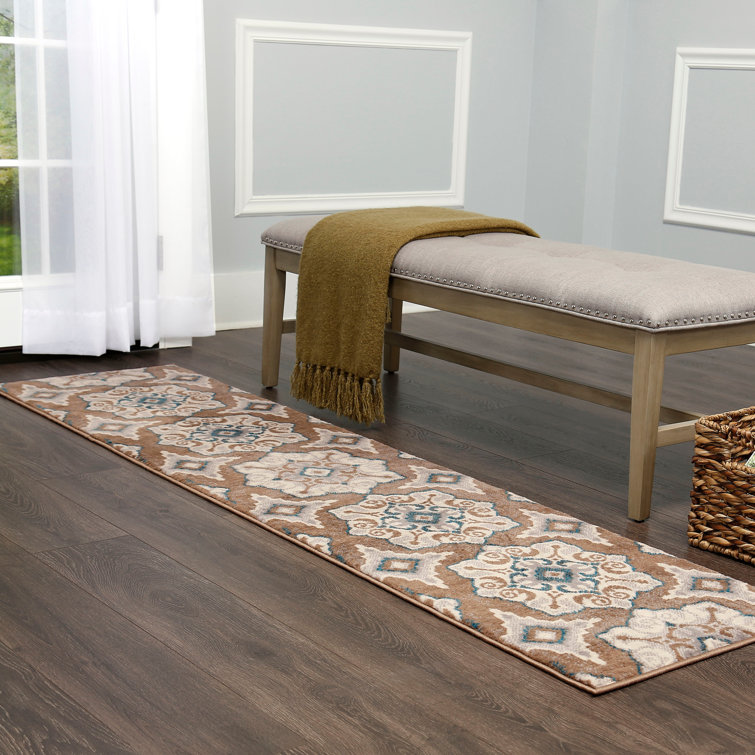 Mountview Geometric Cerulean Blue/Taupe/Ivory Area Rug