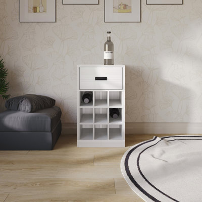 DRAWER CABINET WITH WINE RACK IN WHITE