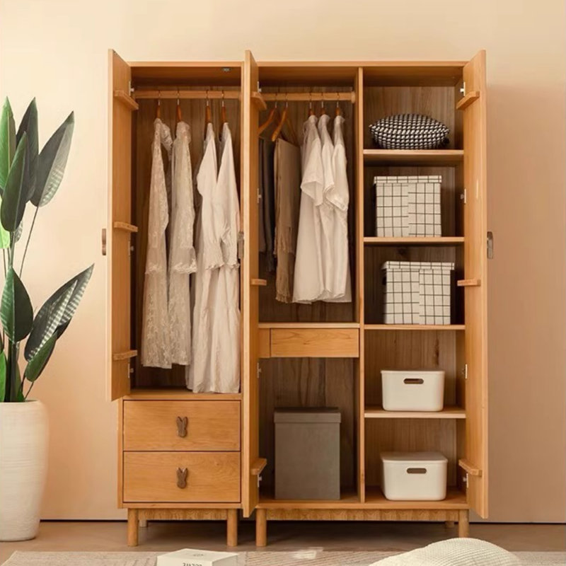 Simple Solid Wood Three-door Wardrobe