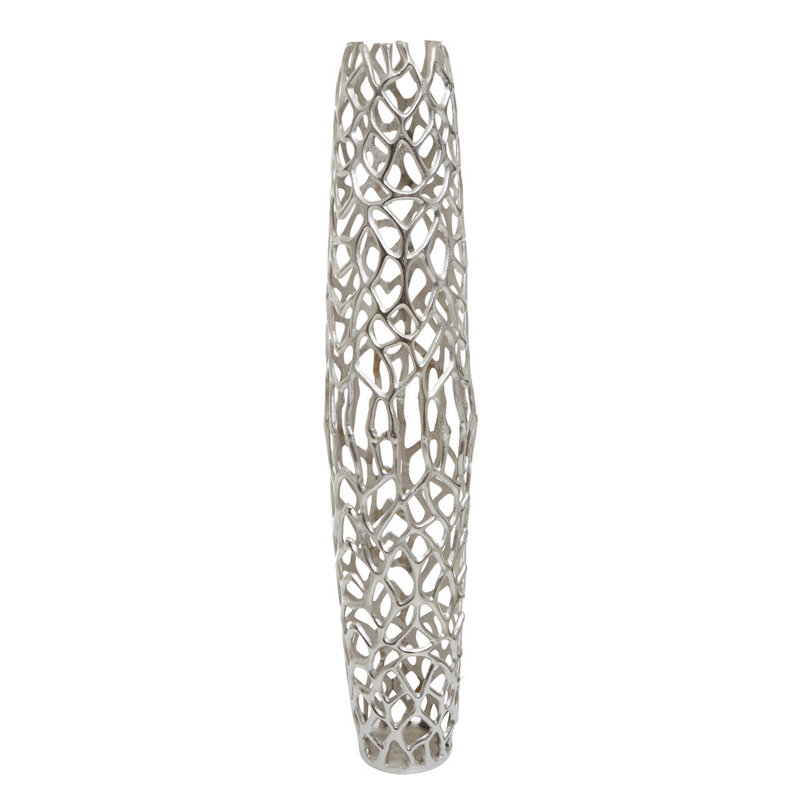 Darsh Aluminum Floor Vase, 102cm H x 23cm W x 23cm D, Silver