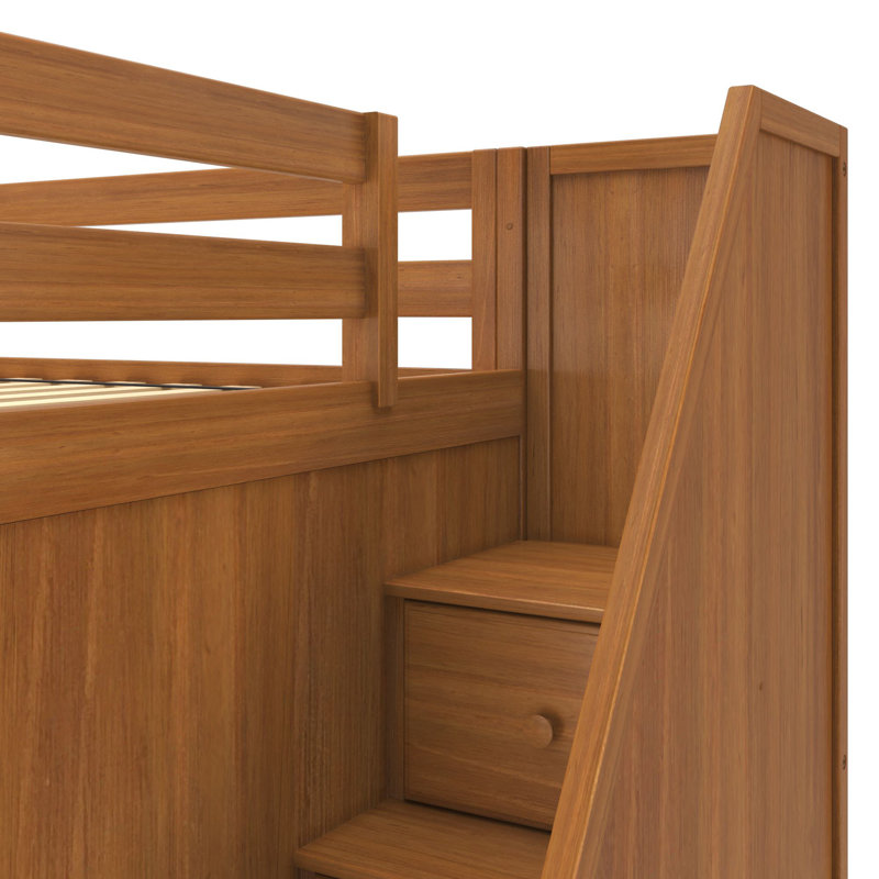 Lit mezzanine en bois massif à 6 tiroirs avec bureau intégré Lennon, Pacane
