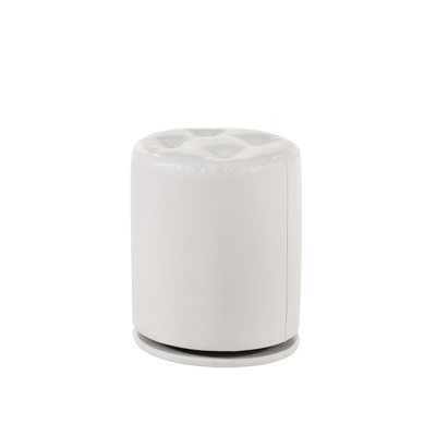 Tabouret de coiffeuse rond pivotant contemporain Glam avec revêtement capitonné blanc