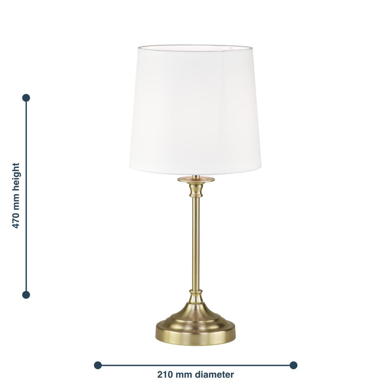 Brito Metal Table Lamp, White, Antique Brass