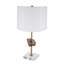 Lampe de table avec tranche en agate et abat-jour tambour blanc