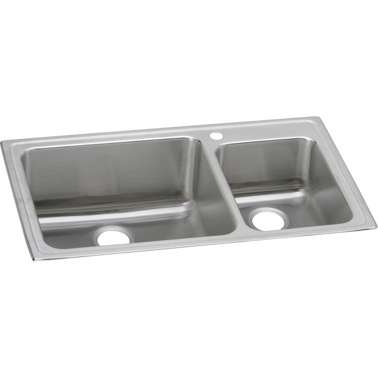 Lustertone 37" L x 22" W Double Basin Drop-in Kitchen Sink
