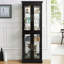 Élégante vitrine vitrée éclairée - Rangement à cadre en bois pour le salon, la cuisine et le garde-manger - Ampoule incluse - Idéal pour le vin, les jouets et les objets de collection