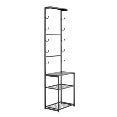 Freestanding Heavy Duty Steel Gun Rack with Storage Shelf, Holds 5 Rifles & Shotguns, Indoor Floor Gun Display Stand for Garage Home Hunting Long Gun Storage