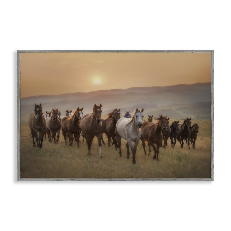 Troupeau de chevaux en voyage, estampe numérique, conception de PHBurchett, H 16 po x l 24 po, Estampe numérique Farmhouse