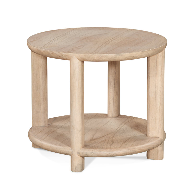Taya Solid Wood End Table, Pumice